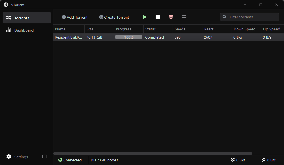 NTorrent — Dashboard